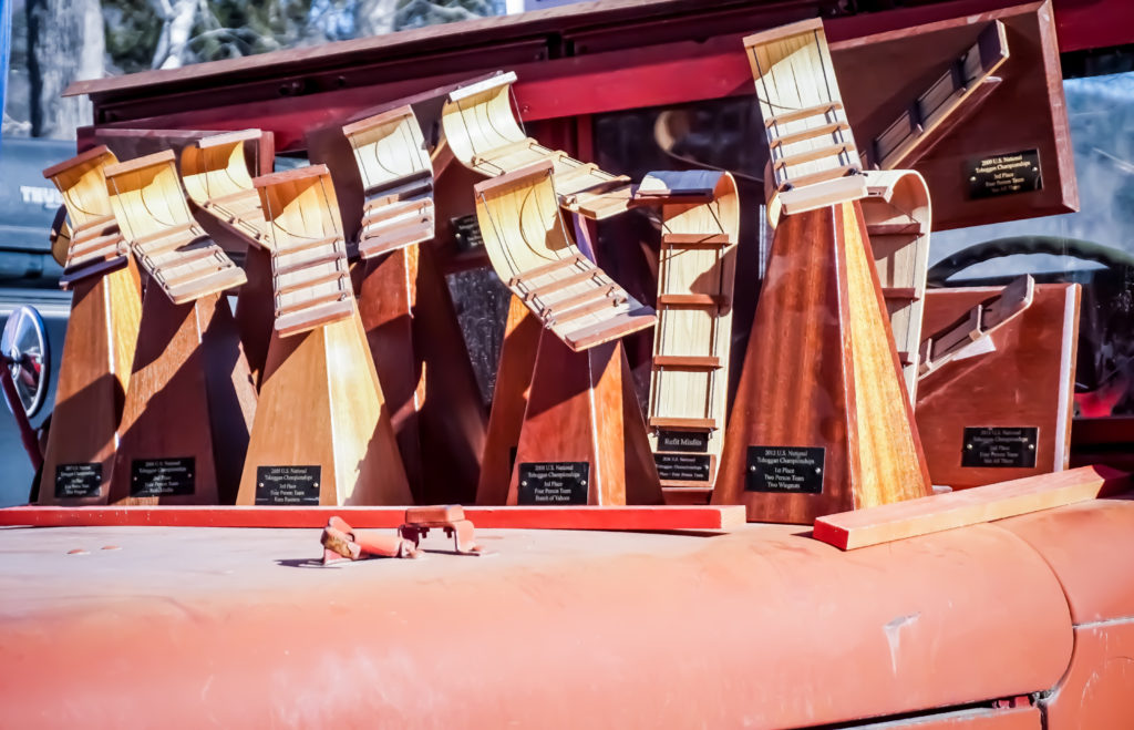 they give out wooden toboggan trophies to the winners