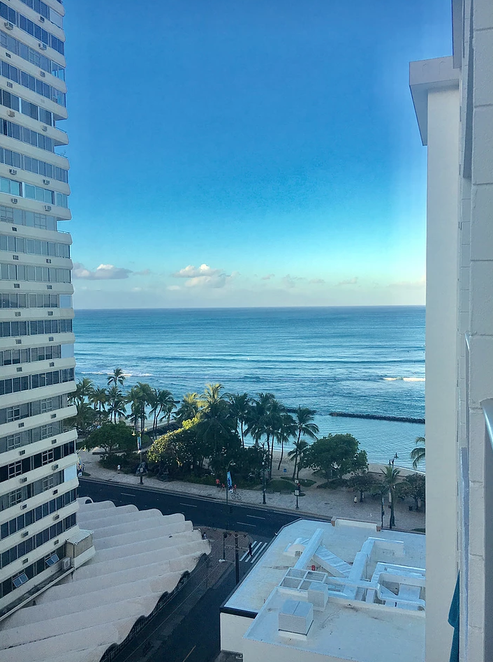 the view from our room, overlooking Waikiki Beach