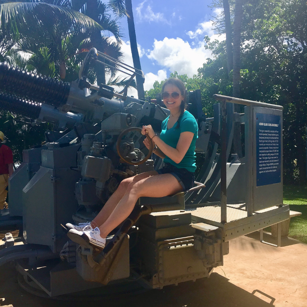 my sister, Hannah, manning one of the guns