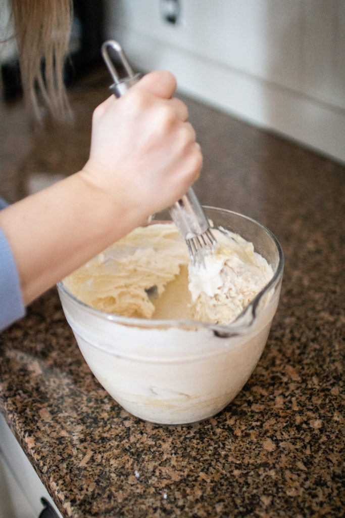 whisking waffle batter