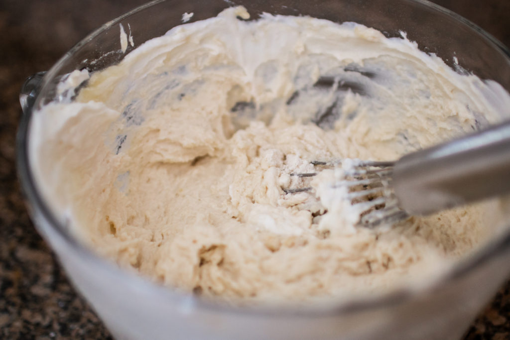 waffle batter with whisk