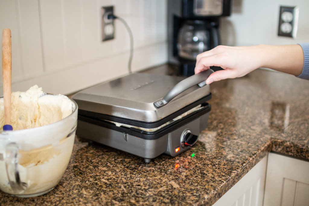 waffles in the waffle iron