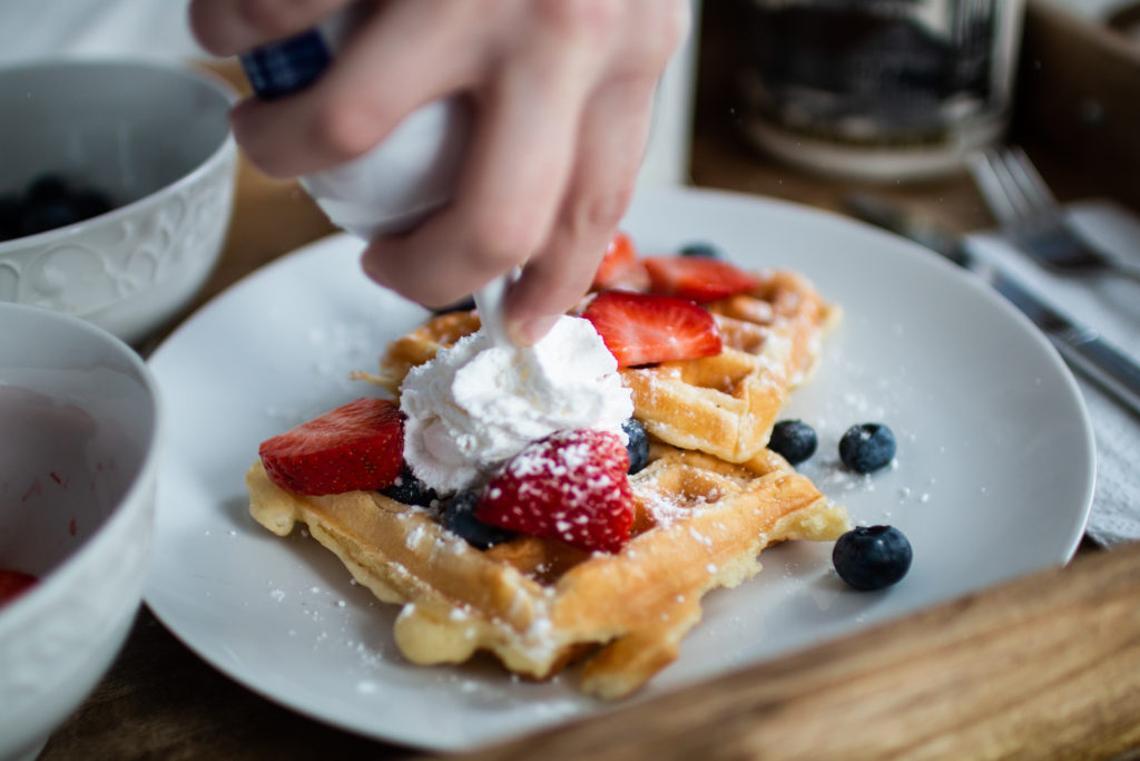 waffles with whipped cream