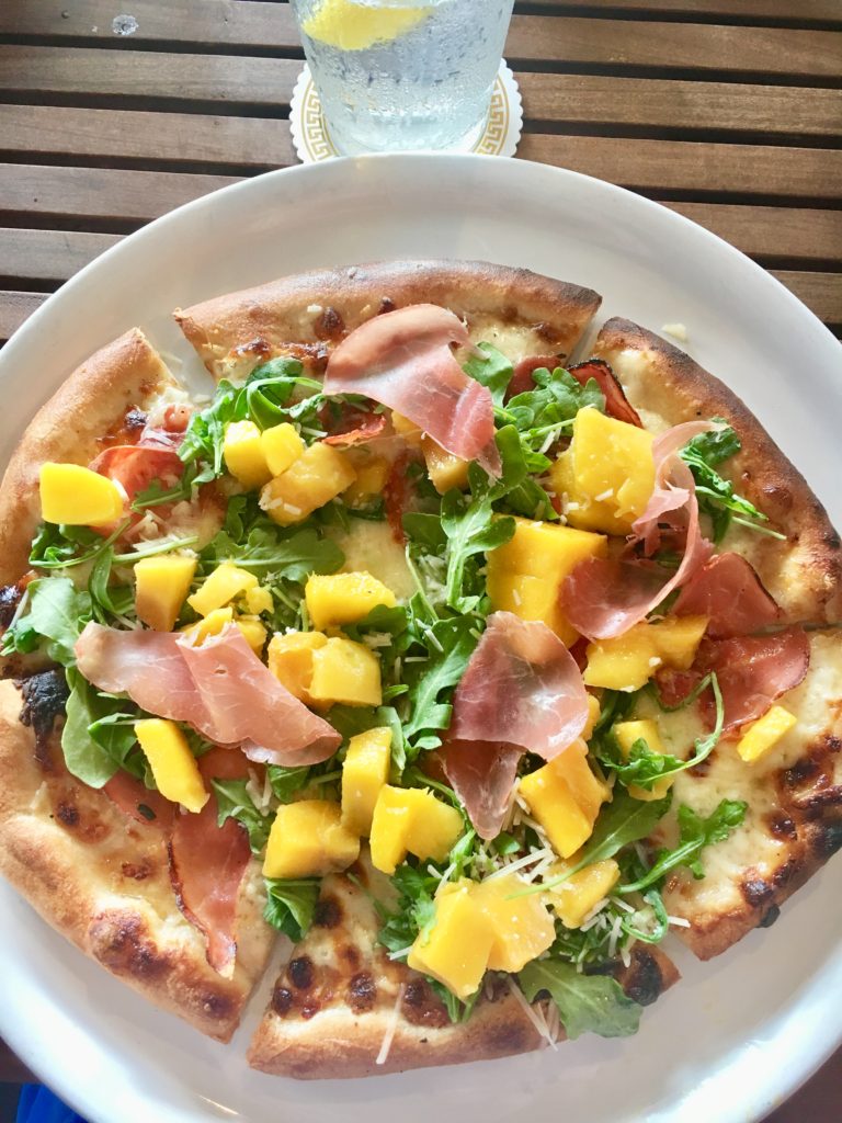 Mālaekahana Mango Mascarpone pizza at the Polynesian Cultural Center 