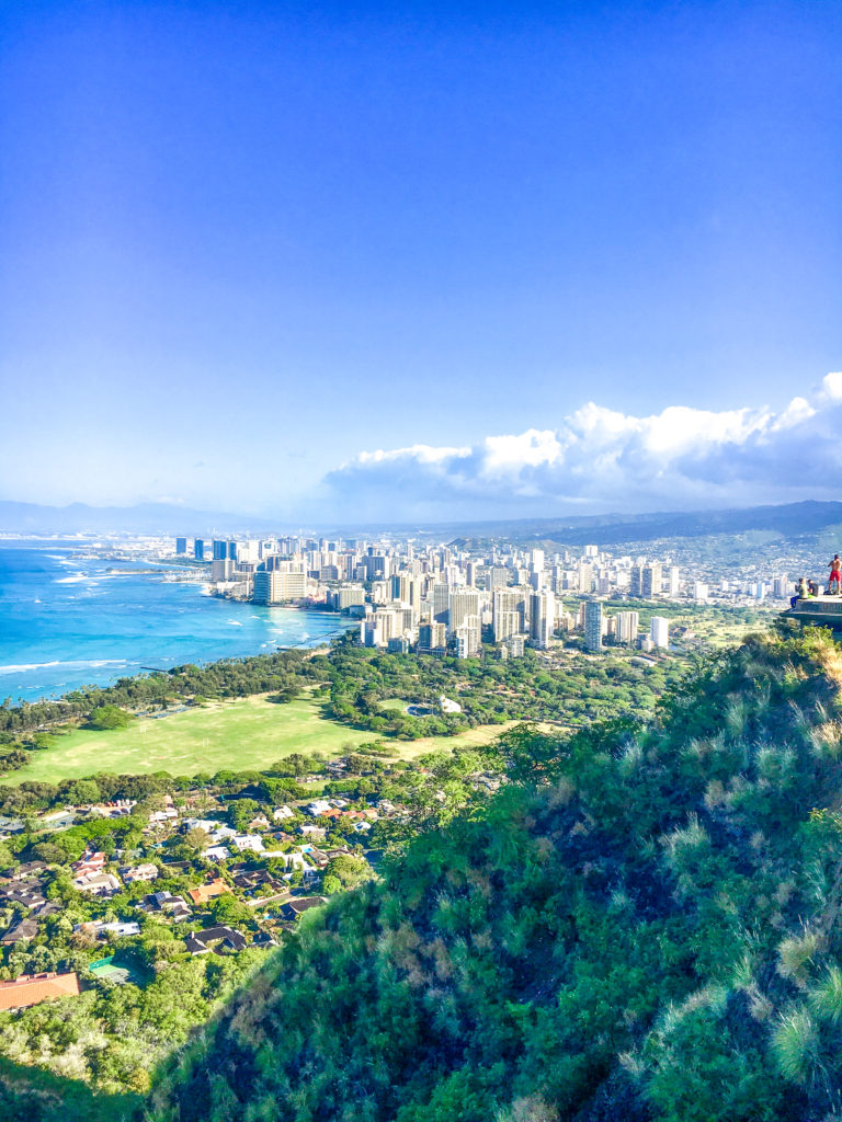 the views on the top of Diamond Head overlooking Waikiki Beach