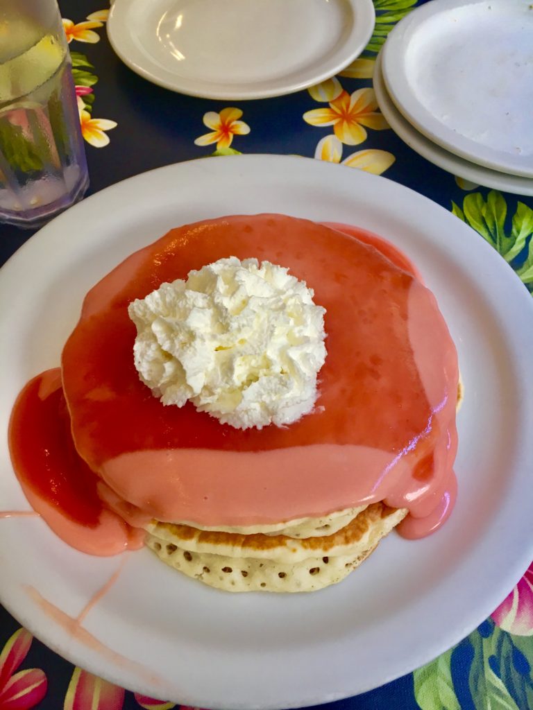 guava chiffon pancakes at Cinnamon's