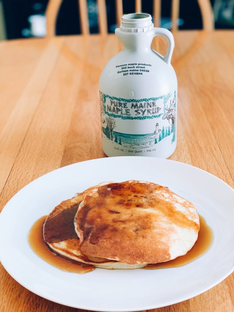 pancake breakfast with fresh maple syrup