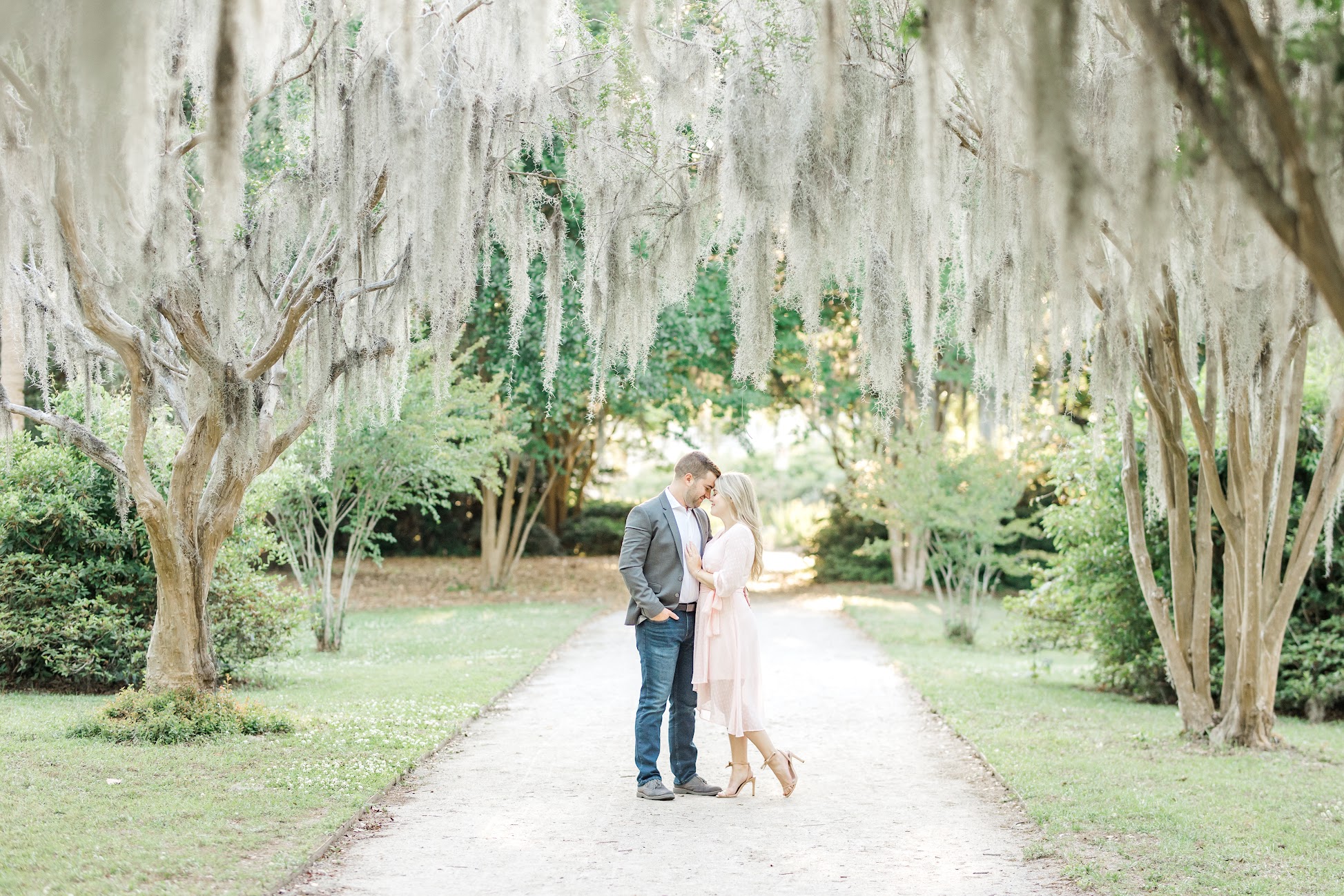 engagement picture with spanish moss