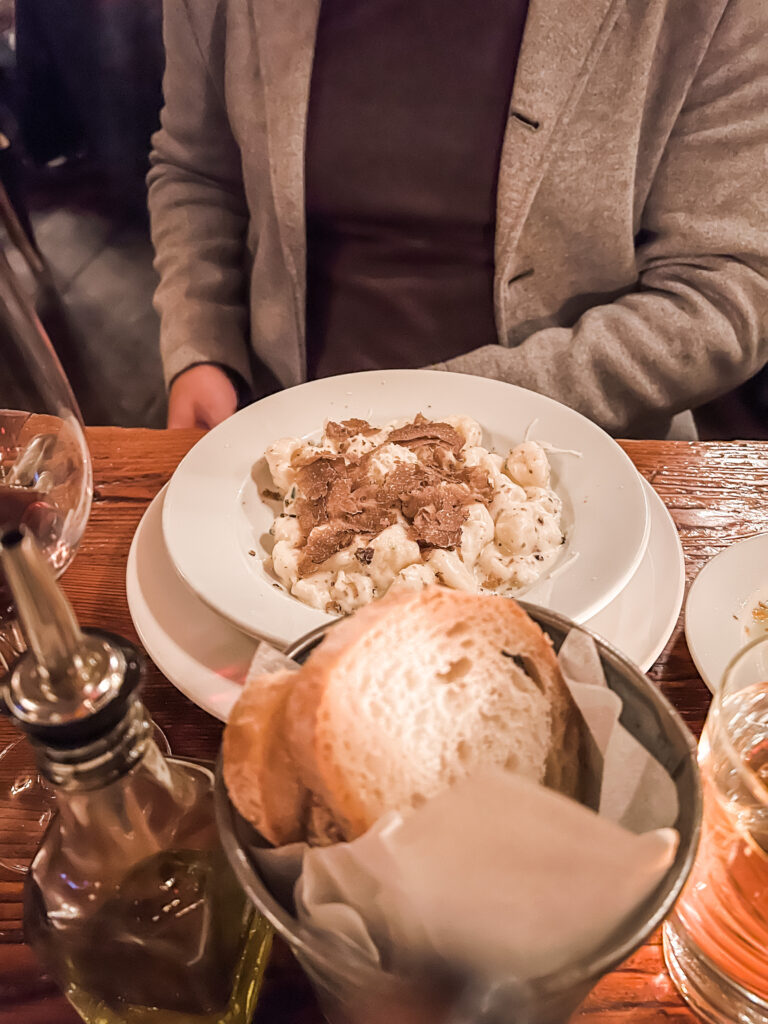 gnocchi di ricotta at UVA restaurant. Homemade pasta for spending 24 hours in New York City. 