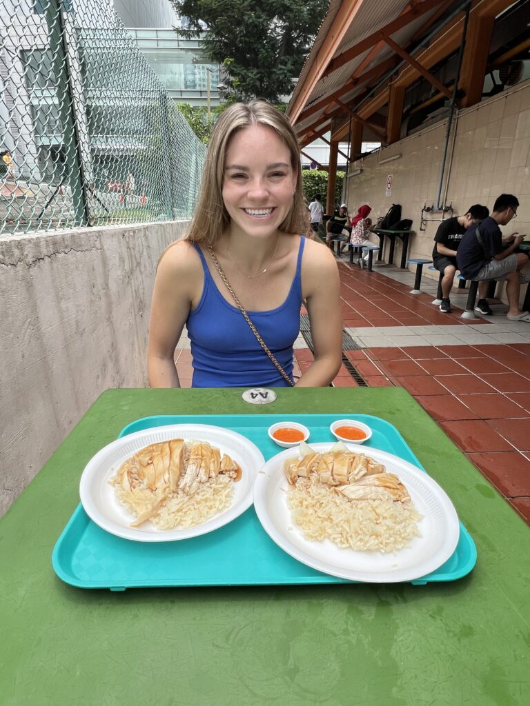 Chicken and rice at Tian Tian stall at Maxwell Hawker Center in Singapore