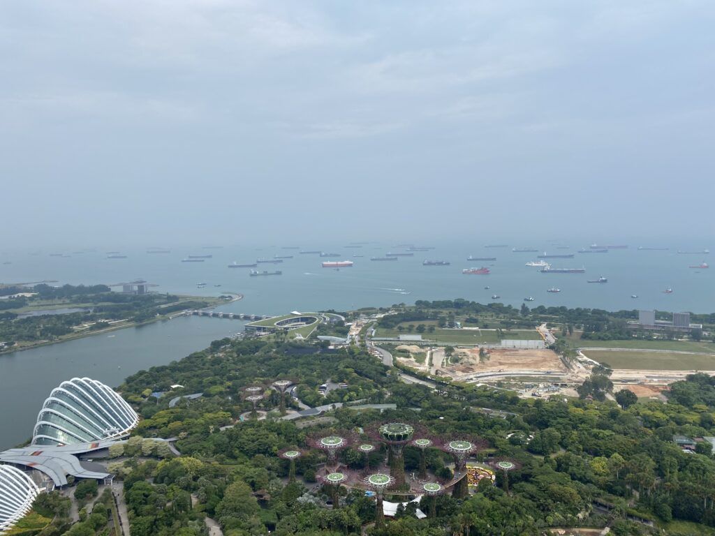 View from Spago Bar and Lounge rooftop of Marina Bay Sands Hotel