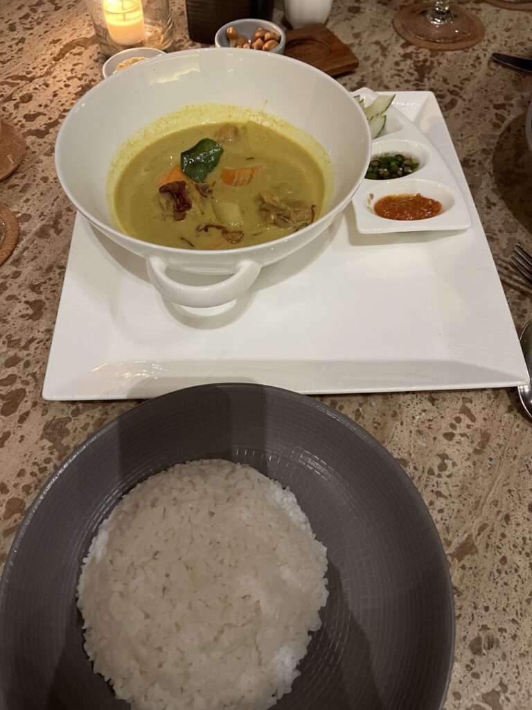 Thai curry from the Lounge and Bar at the Ritz Carlton, Bali